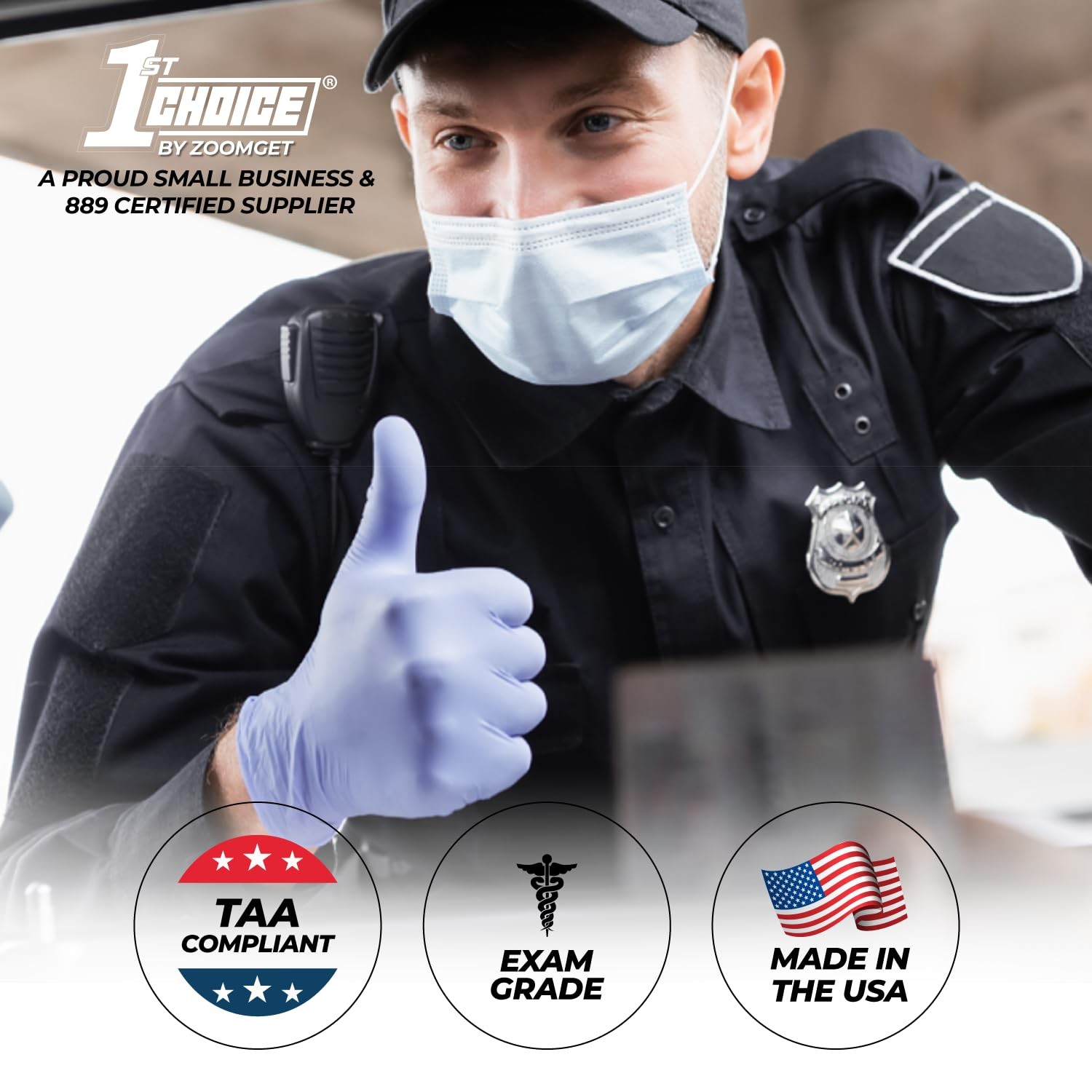 1st Choice 3 Mil Indigo Blue Nitrile Disposable Exam Gloves Medium,