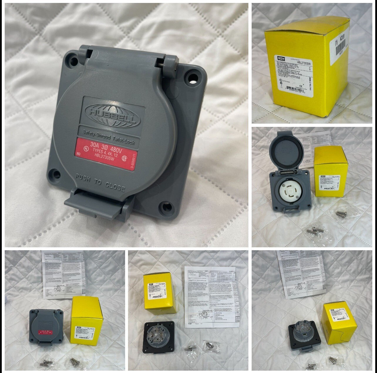 HUBBELL HBL2730SW HBL RECEPTACLE WATERTIGHT SAFETY 30 AMPS 480 VOLTS 3 POLE 4 WI
