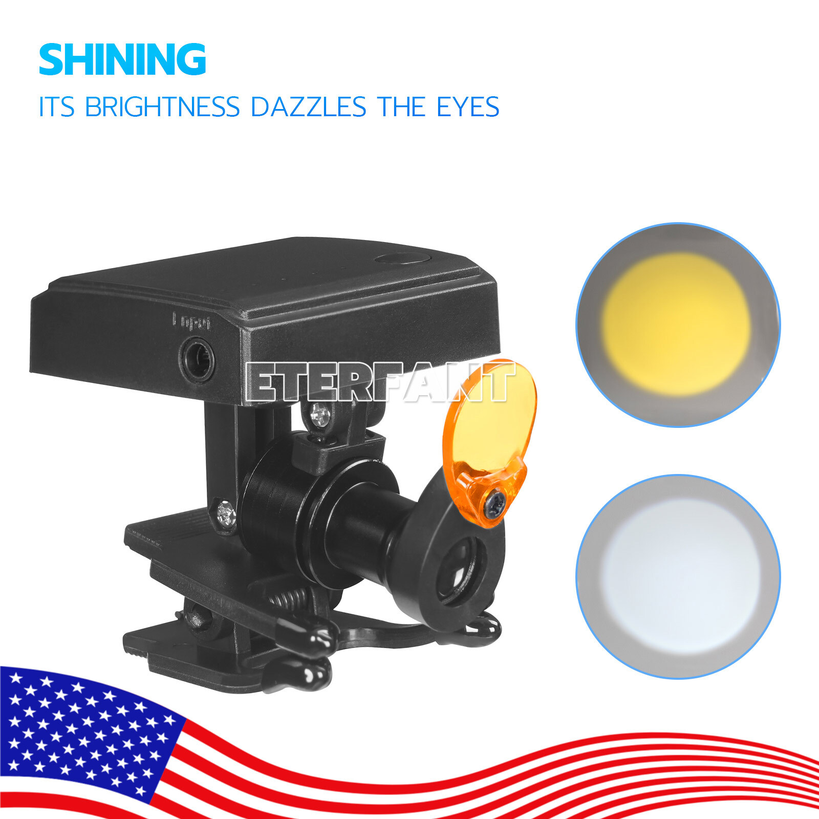 ETERFANT 5W Wireless Dental LED Headlight with Filter Binocular Loupe Adjustable