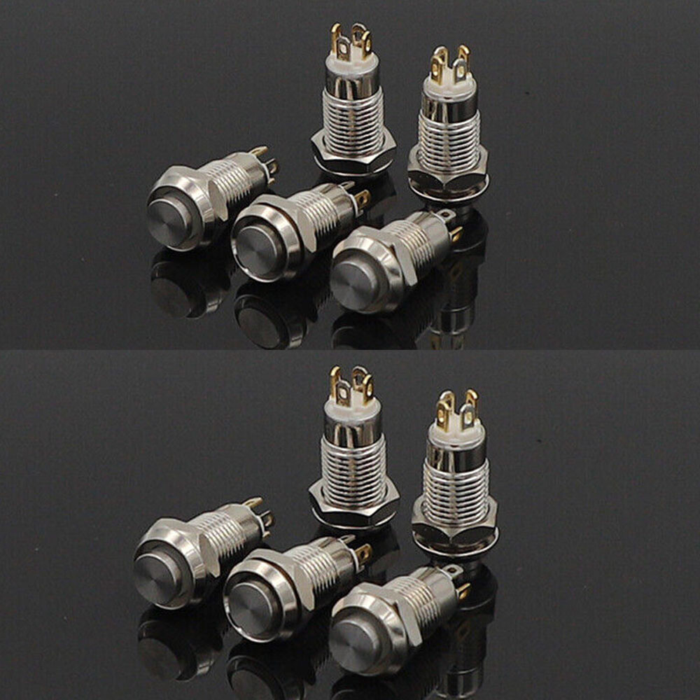 2x 8mm Small Metal Push Button Switch 4-Pin LED Latching/Self Locking Waterproof