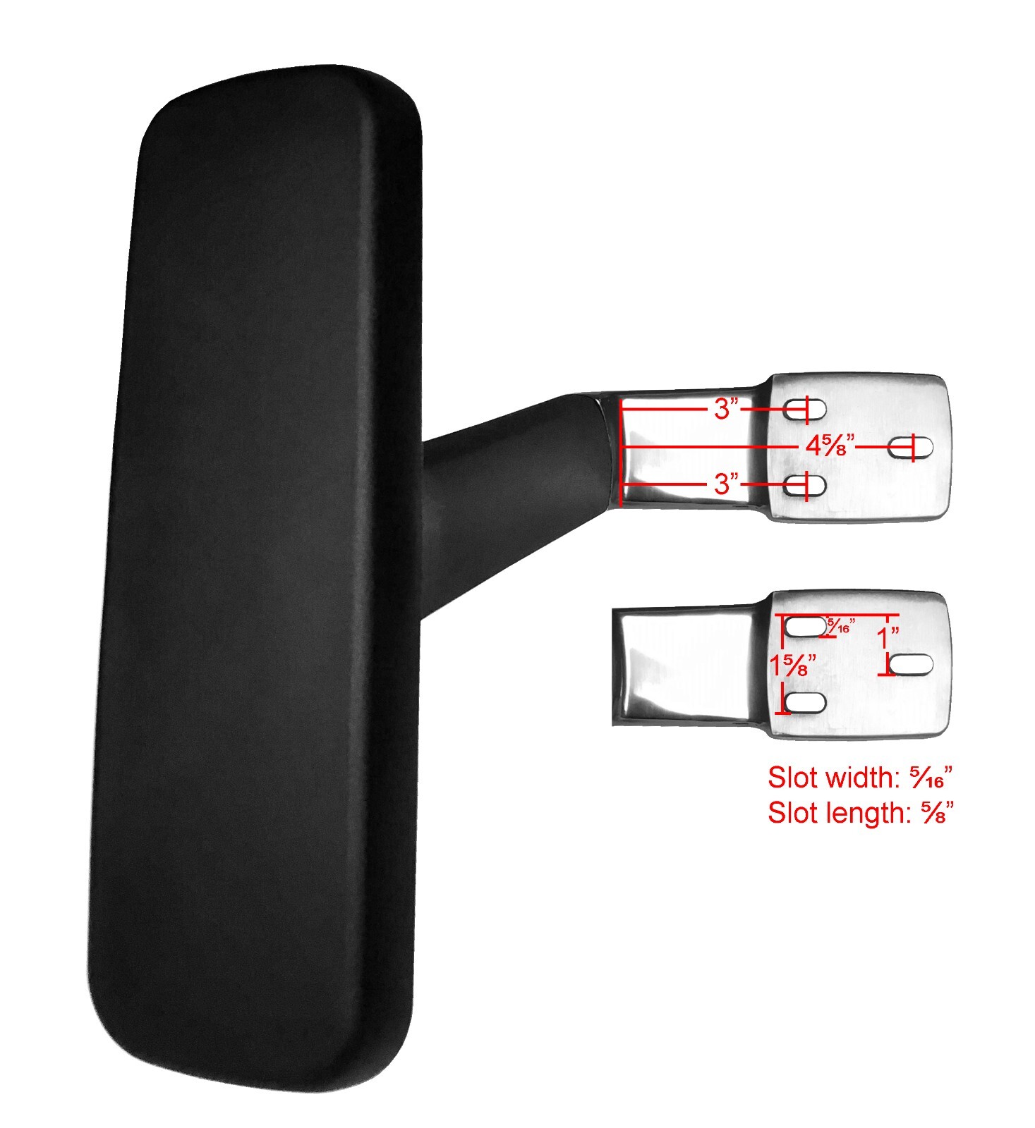 Height Adjustable Chrome 4D Chair Armrest w/ Arm Pads – Pair – S5402-K