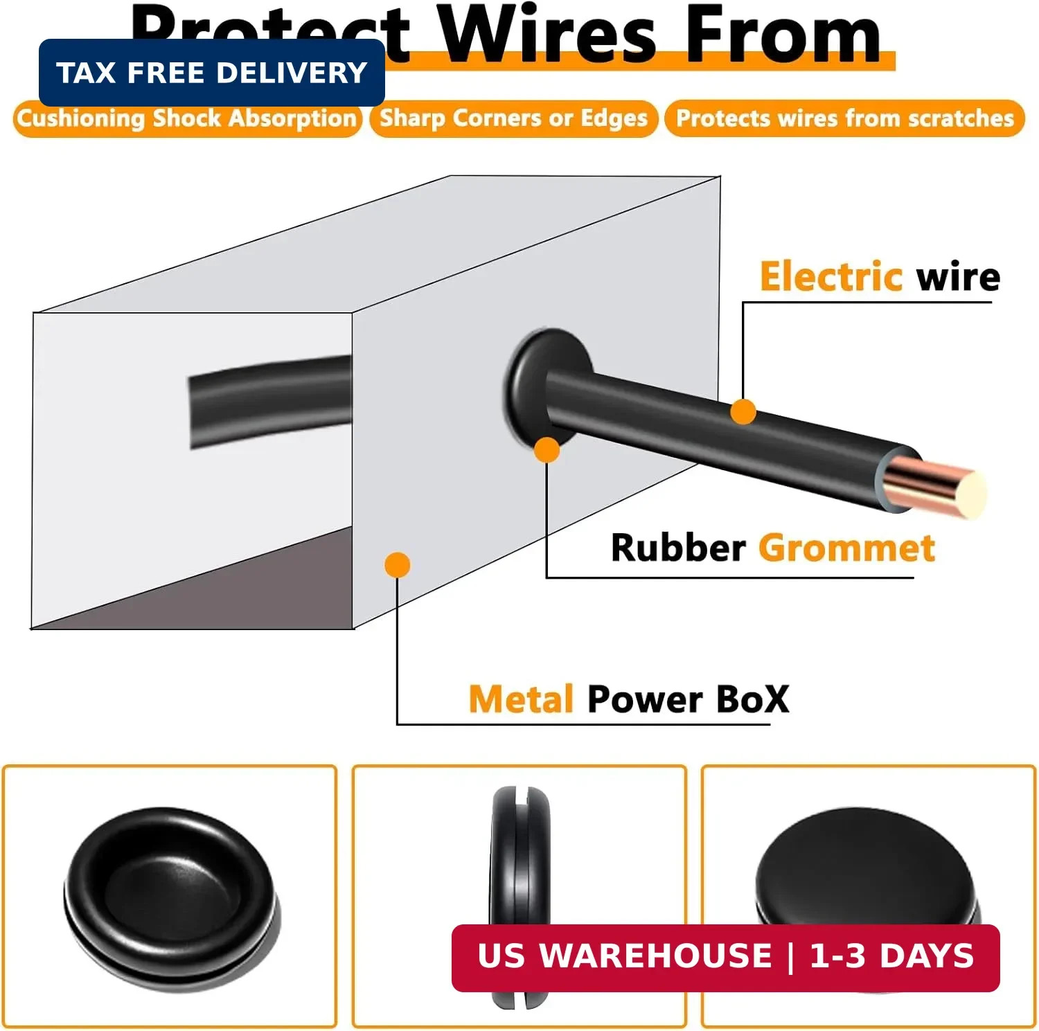 Rubber Grommet Kit 70 Pack – 7 Sizes Firewall Rubber Hole Plugs Rubber Grommets