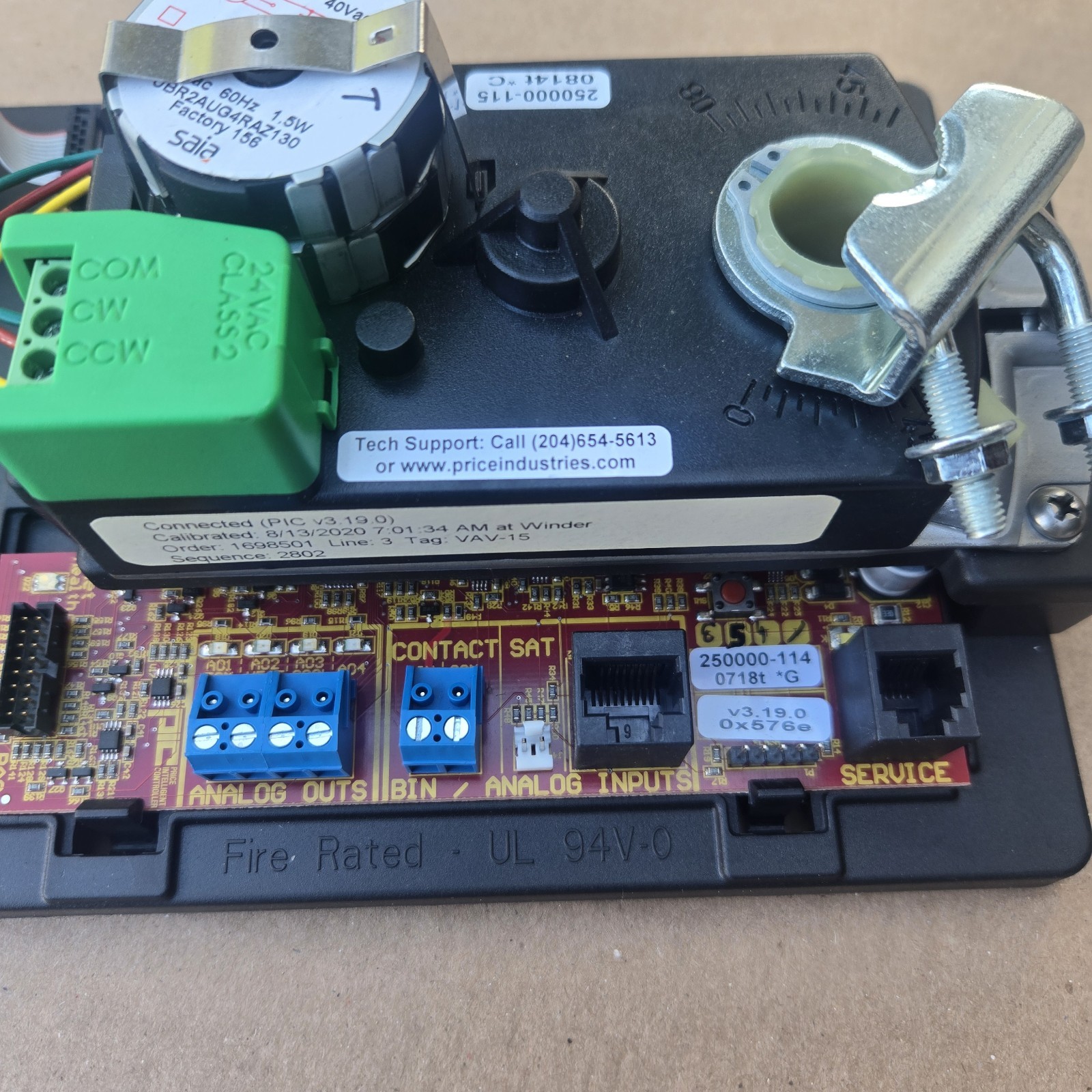 Price Industries PIC V3.19.0 VAV Control Board 24VAC 250000-115 250000-114