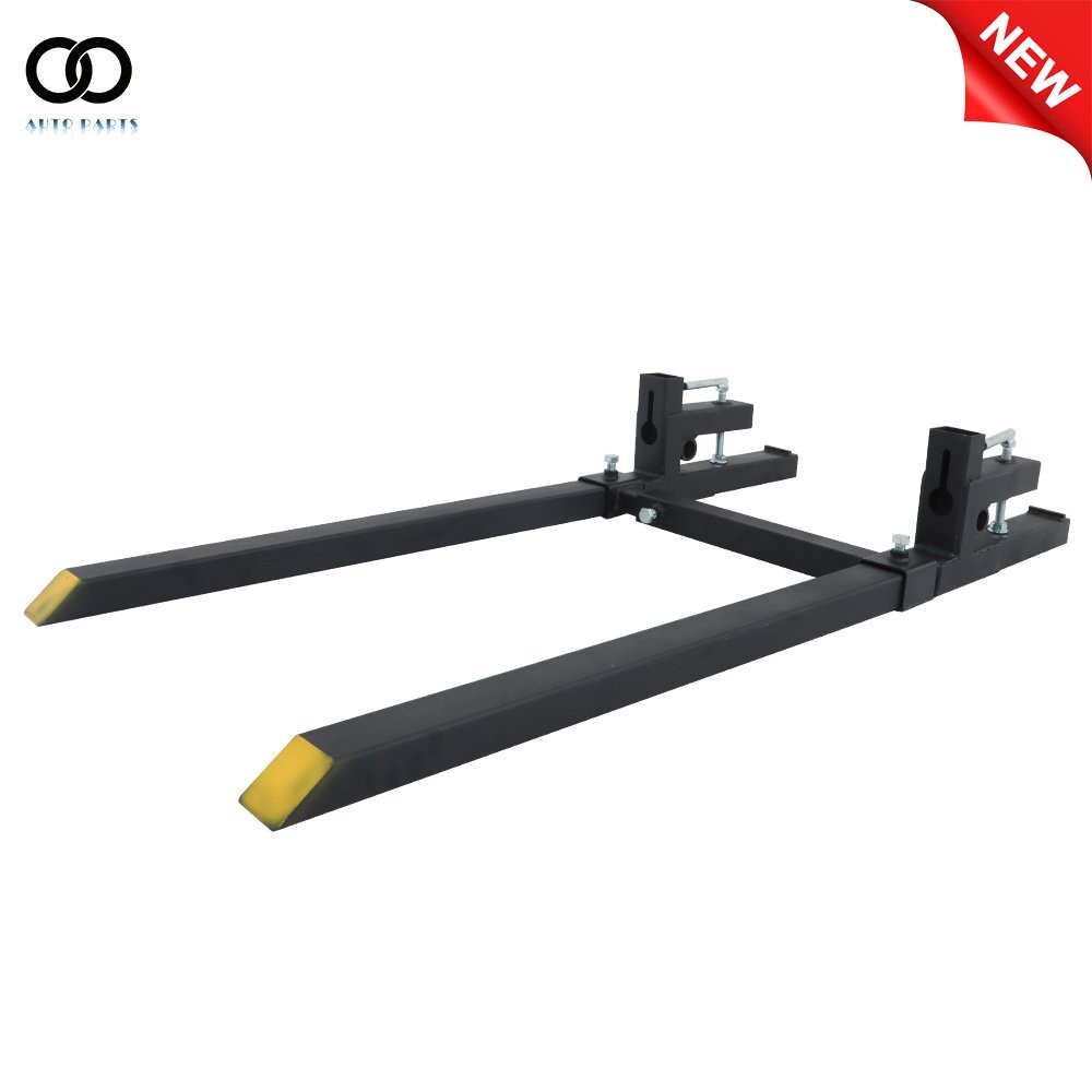 60″ Clamp On Pallet Forks 2000lbs Tractor Bucket With Adjustable Stabilizer Bar