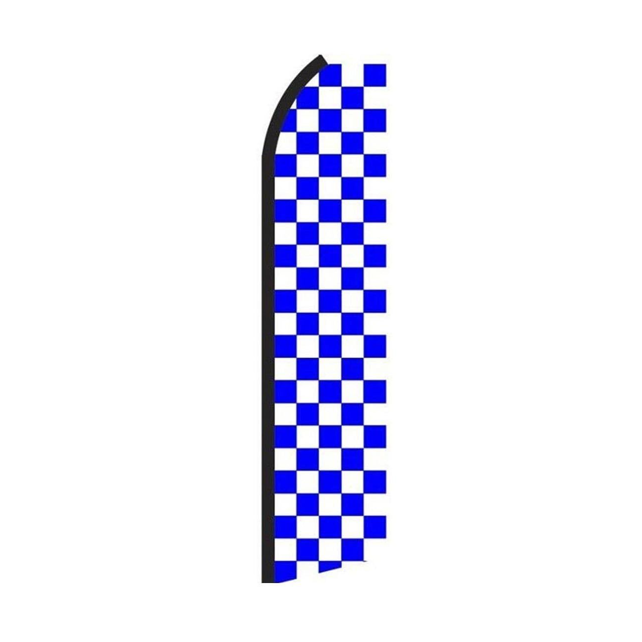 Blue & White Checkered Swooper Flutter Feather Flag | 3ft W x 11.5ft Tall