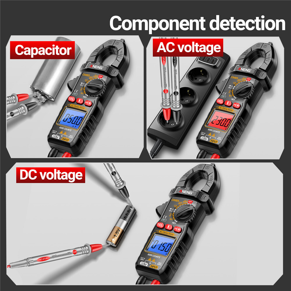ANENG Digital Clamp Meter 6000 Count Multimeter NVC Amp AC DC Volt Current Test