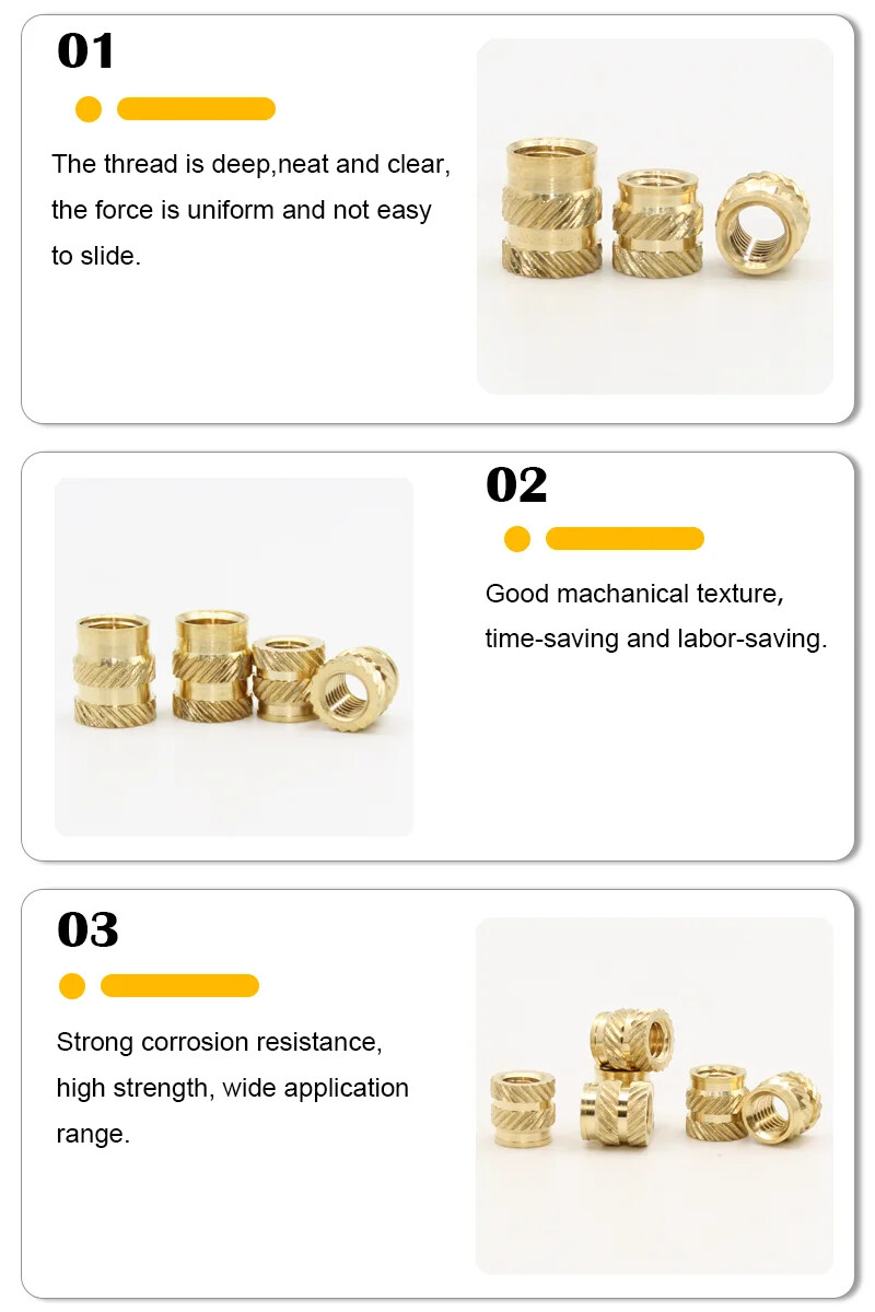 Brass Threaded Insert Nut Kit M2 M2.5 M3 M4 M5 M6 M8 Hot Melt Heat Knurled Embed