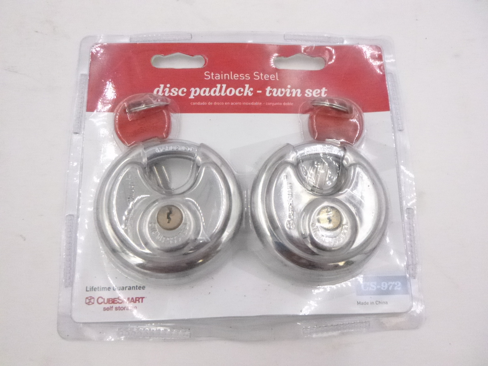 2 Pack CubeSmart Disc 2-3/4″ Padlock Set Twin Set Stainless Steel CS-972