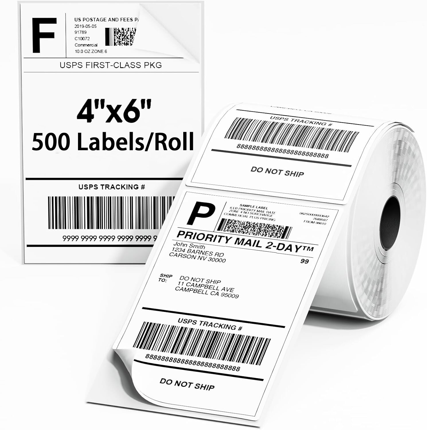 500 Per Roll 4″x6″ Direct Thermal Labels for Zebra 2844 ZP450 ZP500 ZP505 Eltron