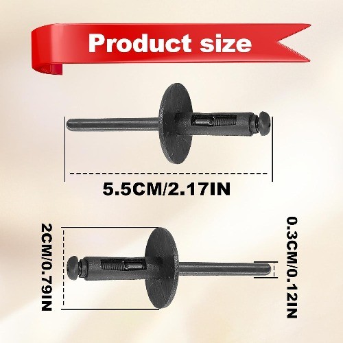 10-Piece Black Nylon Fender Liner Bumper Cover Expanding Rivets, Replacement for
