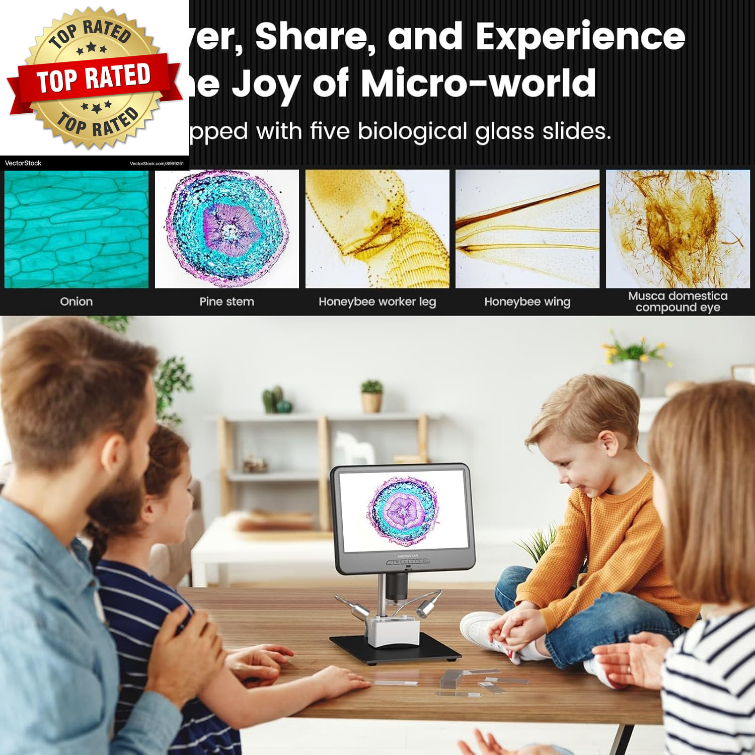 AD210 10.1 Inch LCD Digital Microscope for Adults, Soldering Microscope for Elec