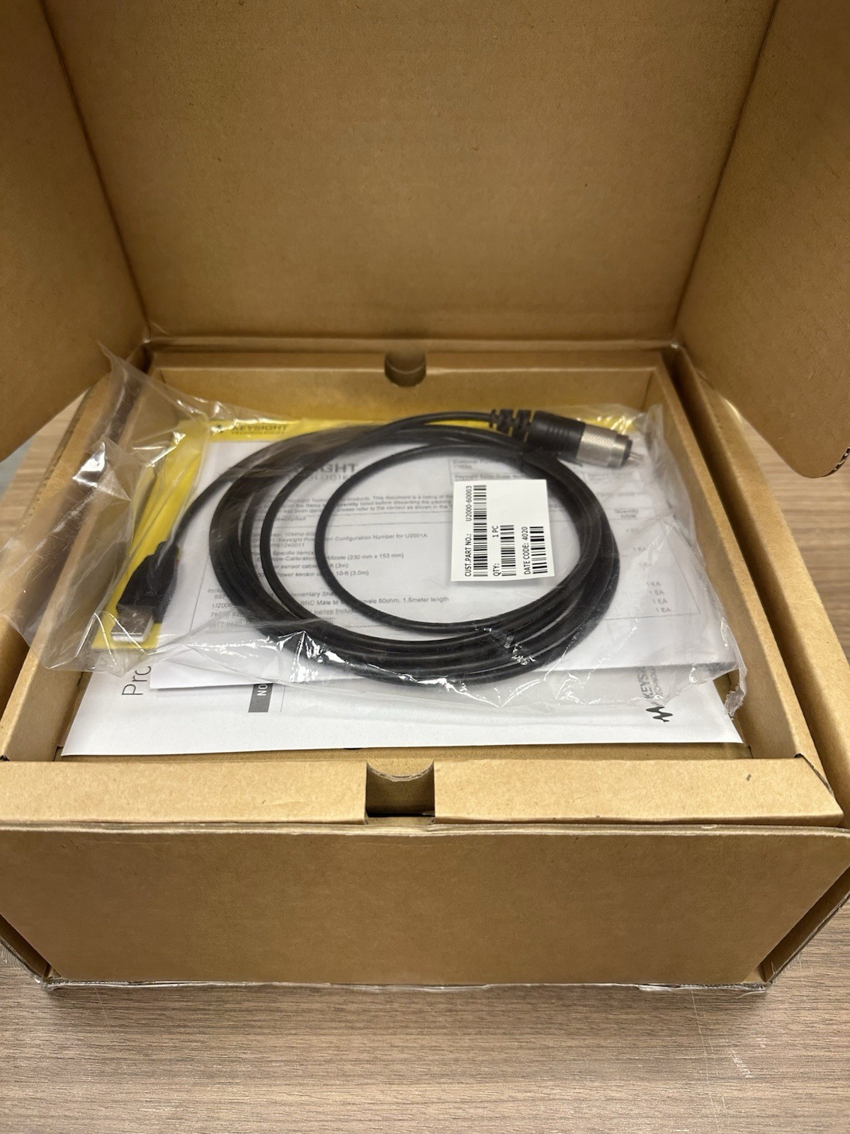 Keysight U2001A (USB2001A) USB Power Sensor 10MHz–6GHz + Cal Cert + Cables (NEW)