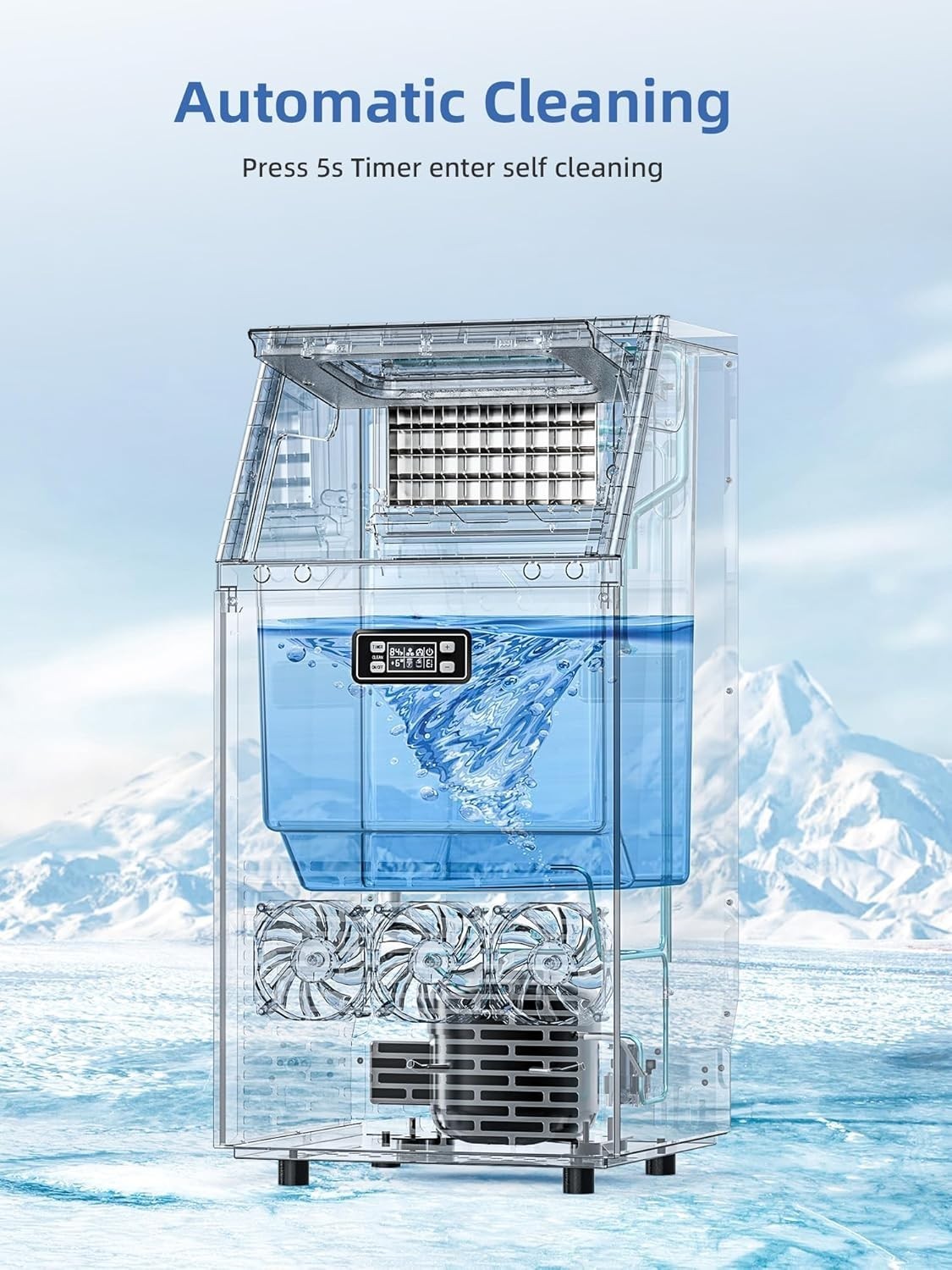 Commercial Ice Maker Machine 100Lbs/24H, Stainless Steel Undercounter Ice Maker