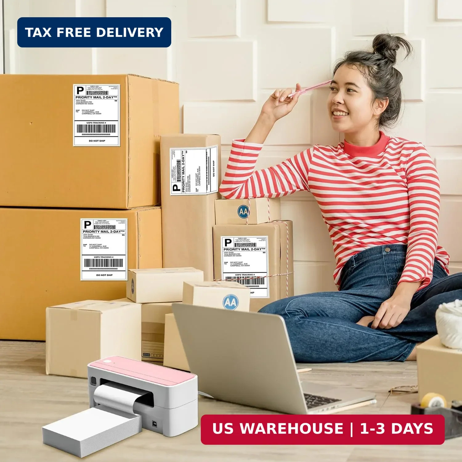 Phomemo Genuine 4X6 Thermal Shipping Label 100 Labels per Stack – 4×6 FanFold Th