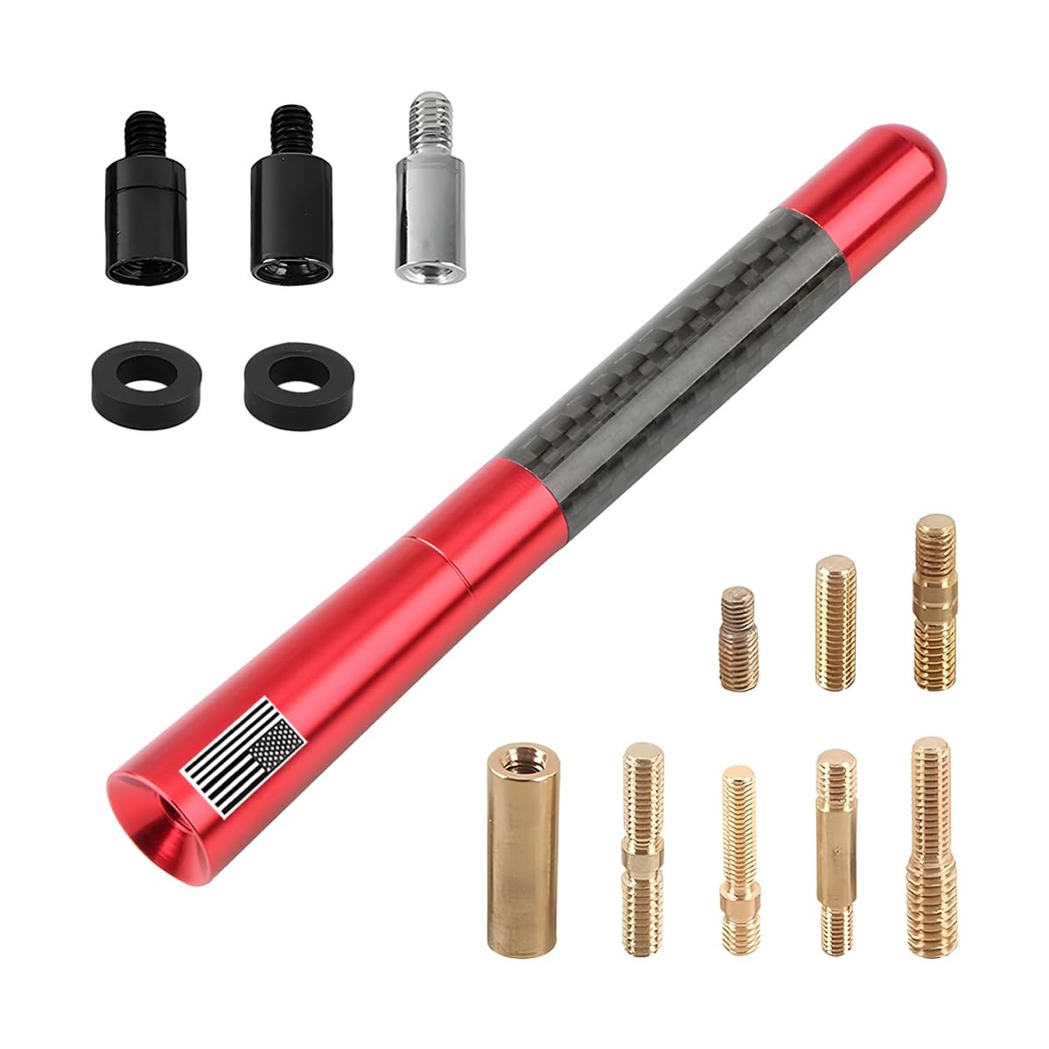 4.72 Inch Carbon Fiber American Flag Car Antenna, Red | aluminum alloy core, …