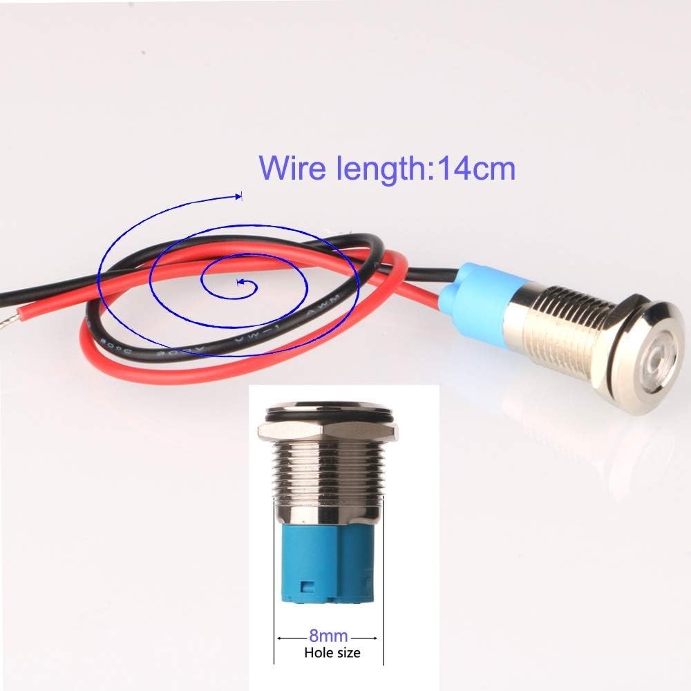 5pcs 8mm LED Metal Indicator Light AC/DC 12-24V Waterproof Signal Lamp Pilot …