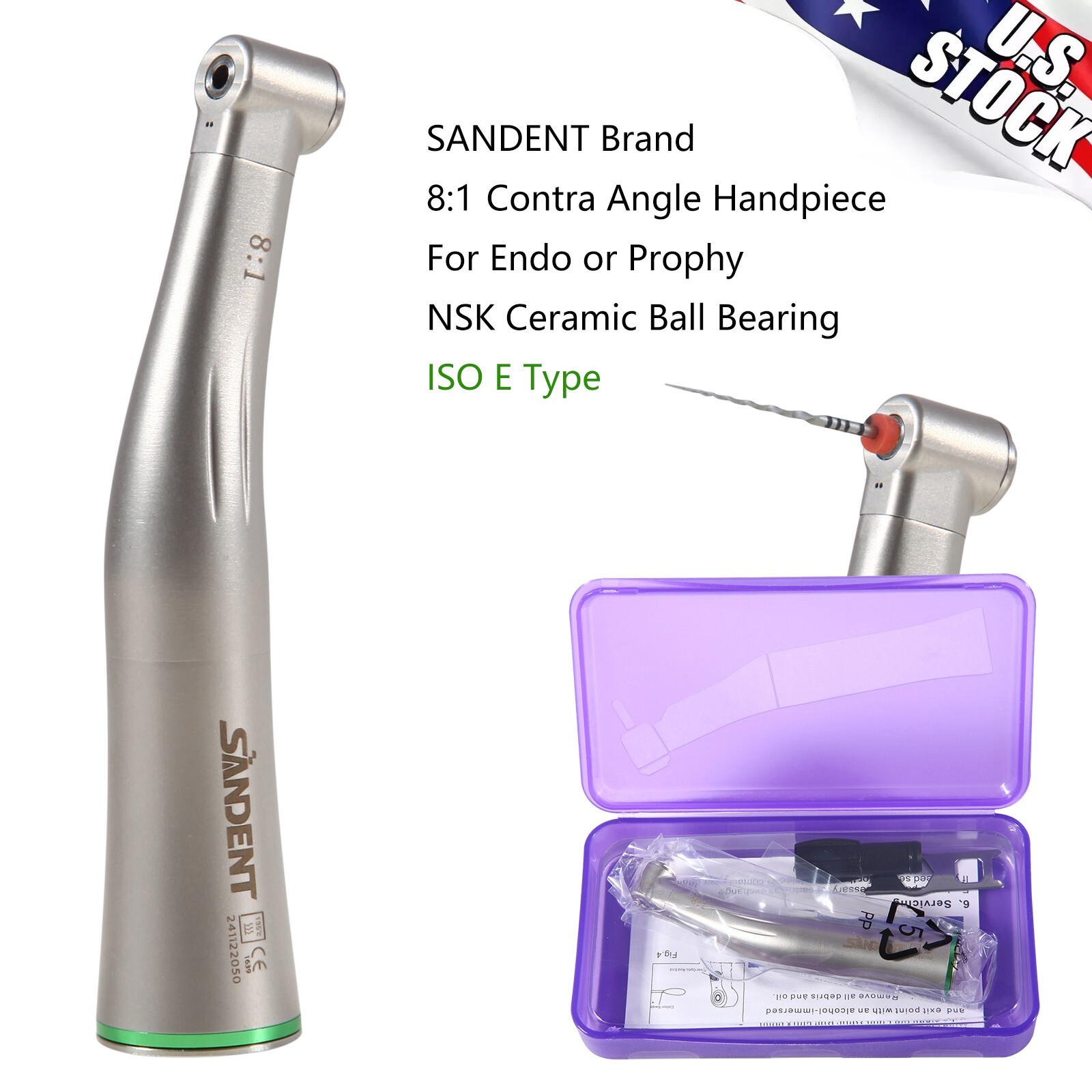 Dental 8:1 Push Button ENDO Contra Angle Attachment