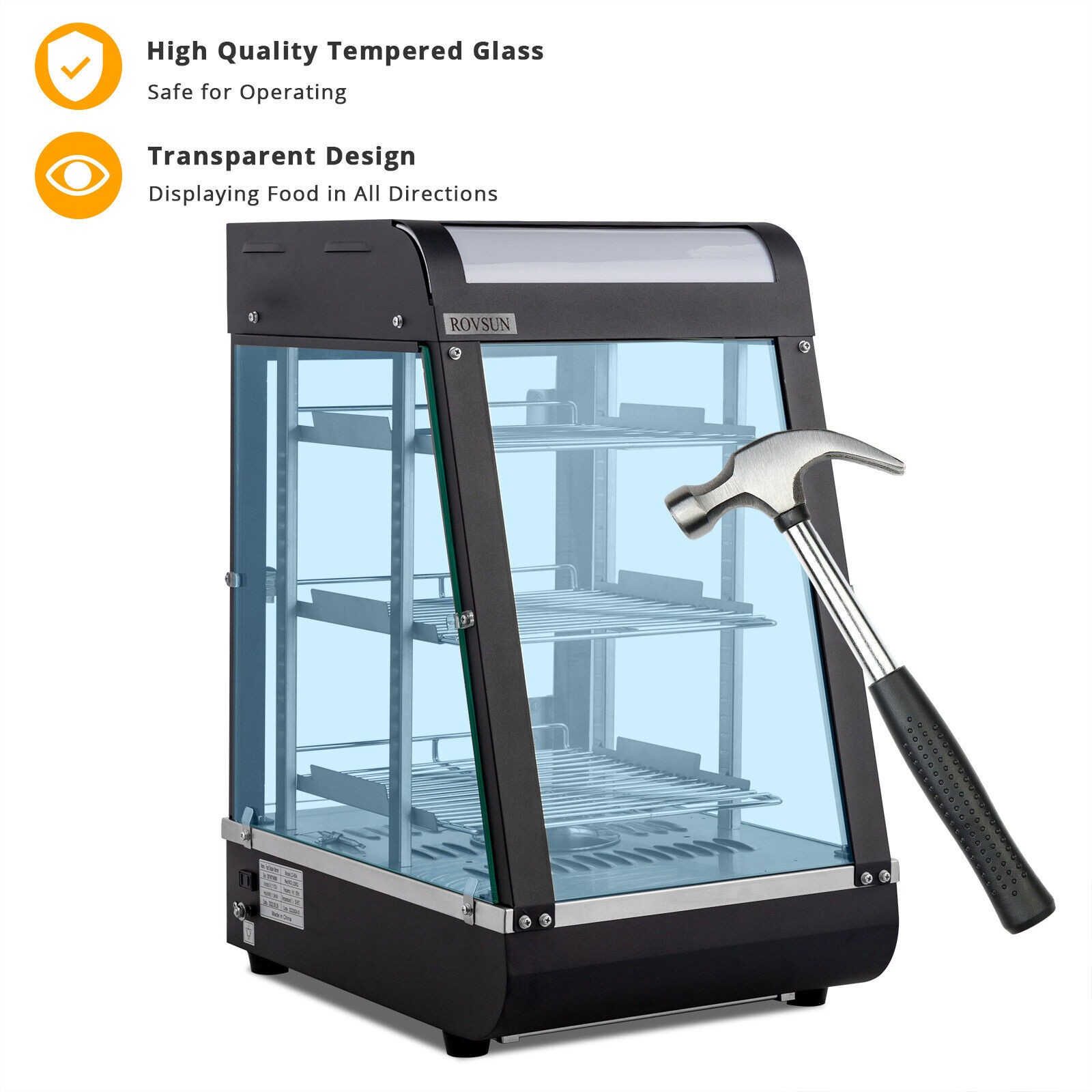 ROVSUN 3 Tier 15″ Commercial Heat Food Service Pizza Warmer Display Show Case