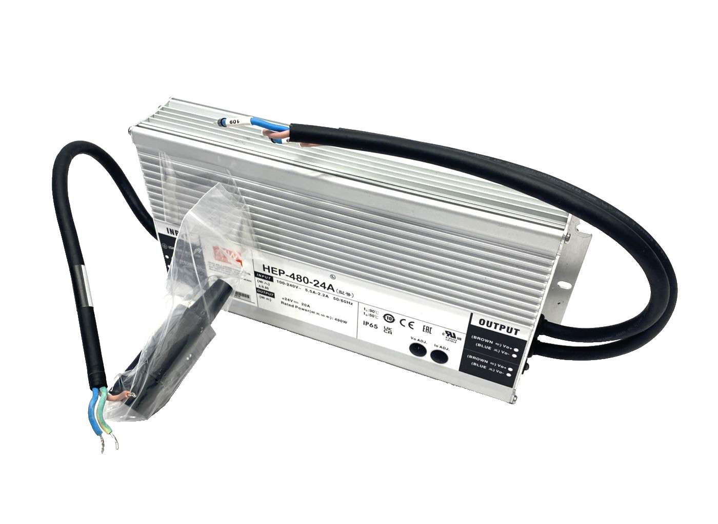 Mean Well HEP-480-24A Power Supply, Chassis Mount 100-240VAC 24V 20A 480W