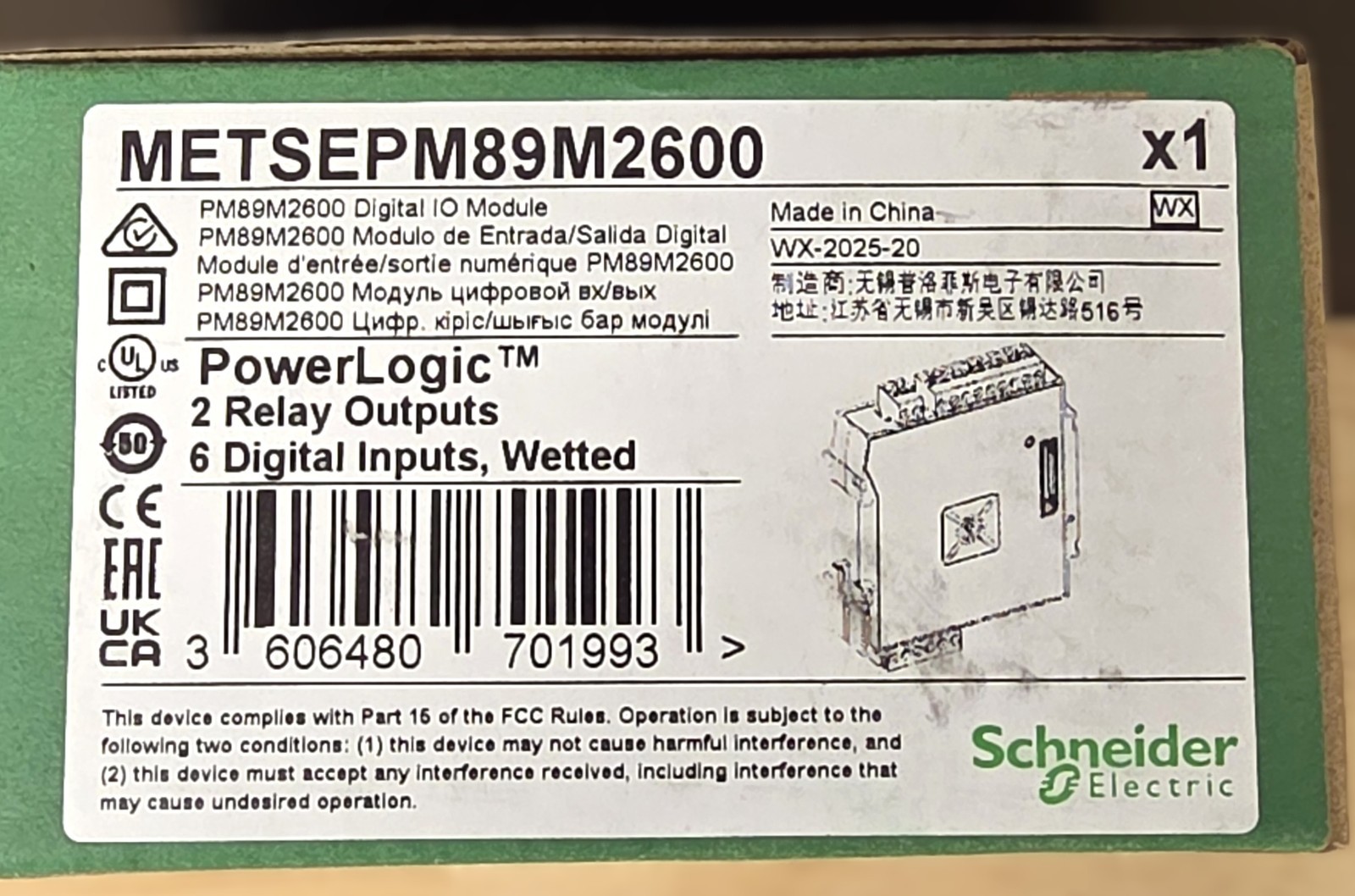 Brand New Schneider Electric METSEPM89M2600 PowerLogic I/O Module