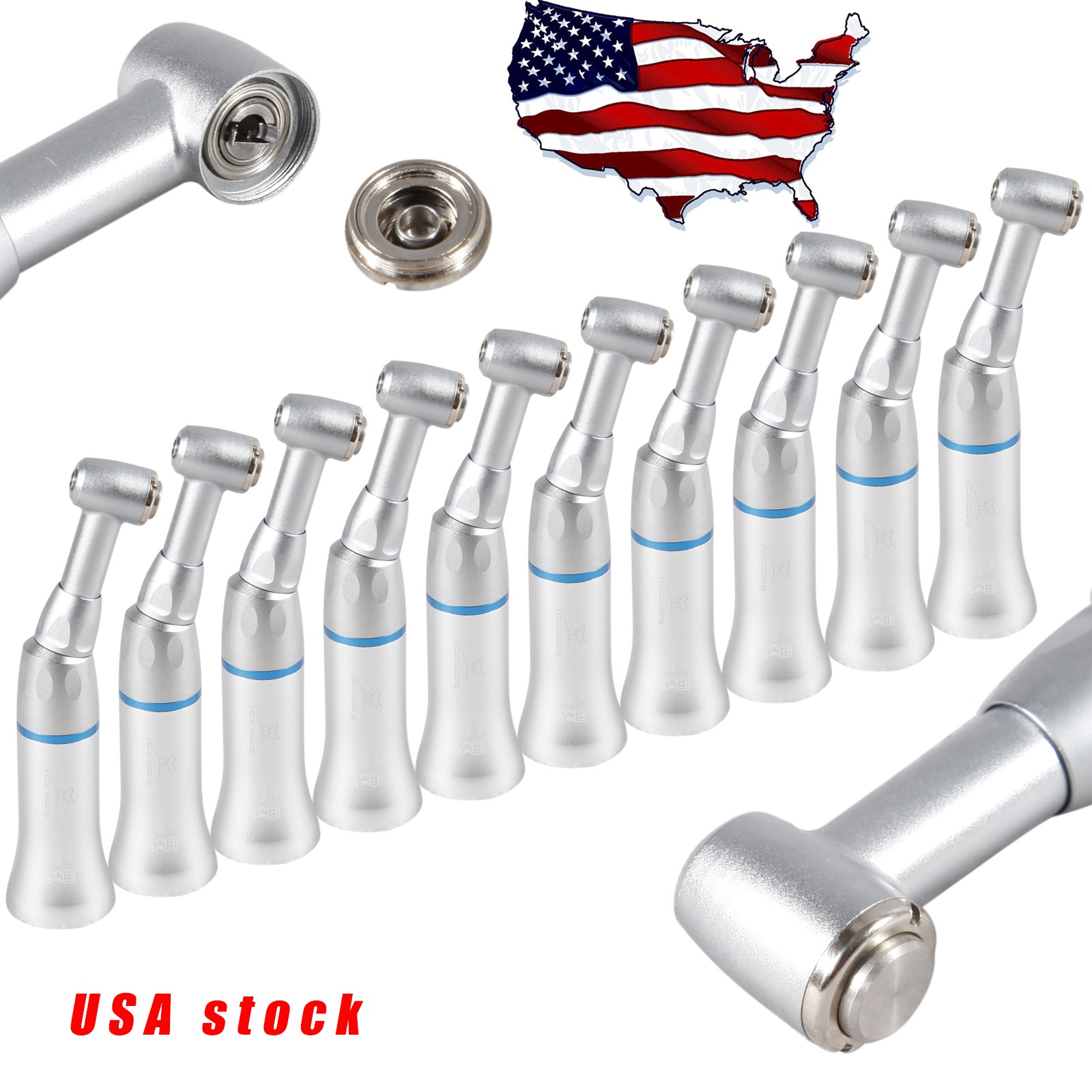 10* Dental Slow Speed Handpiece Contra Angle Push Button E-type Attach NSK STYLE