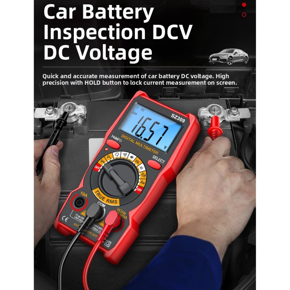 Digital Multimeter with Backlight and Auto Power Off for AC DC Voltage Current