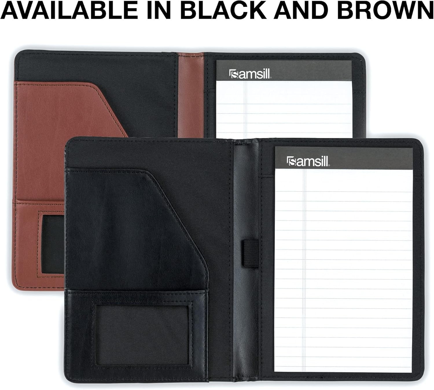 Leather Portfolio, Mini Size Business Interview Professional Padfolio – Black