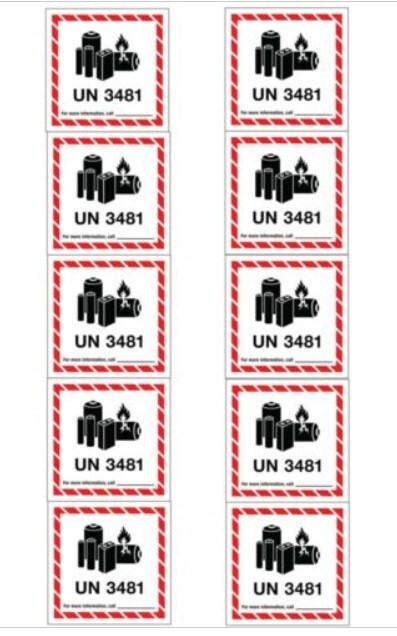 UN3481 Lithium Ion Shipping Labels Stickers Lot of 10 3X4 inch Veteran Owned Bus