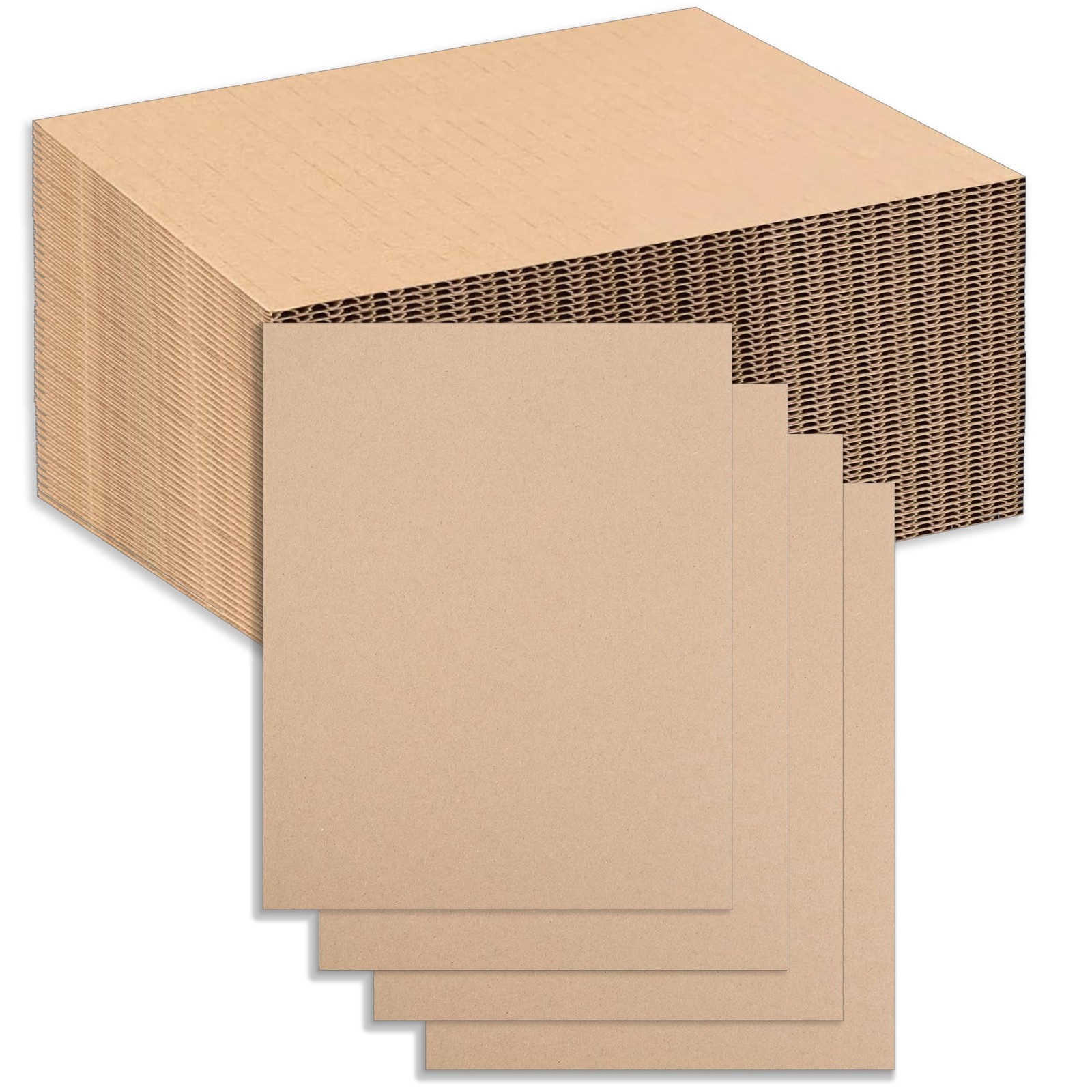 Durable 8×10 Corrugated Cardboard Sheets – 100 Pack, Eco-Friendly, Versatile for