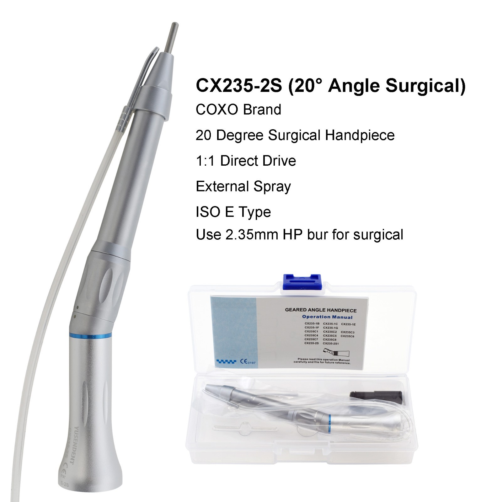 COXO Dental Surgical Handpiece 20:1 Implant Contra Angle LED 1:1 Straight Nose