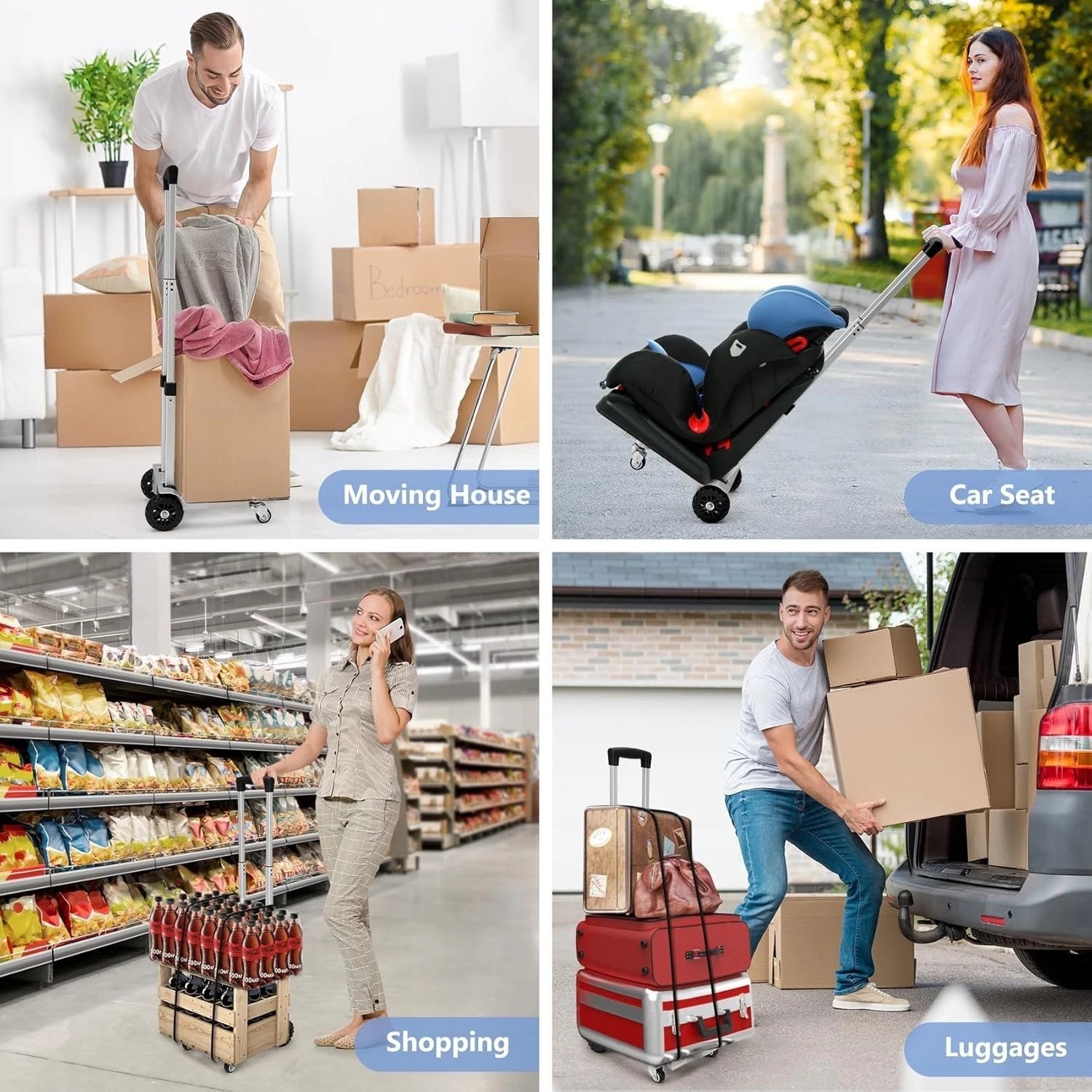 Durable 270LB Utility Luggage Cart – Foldable with No Assembly Required