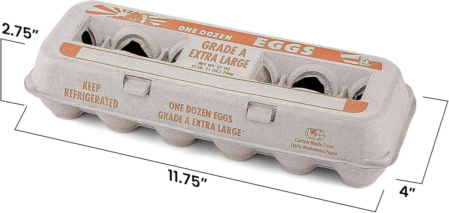MT Products Printed XL Pulp Paper Egg Cartons Hold Eggs 12 Count – 250 Pieces