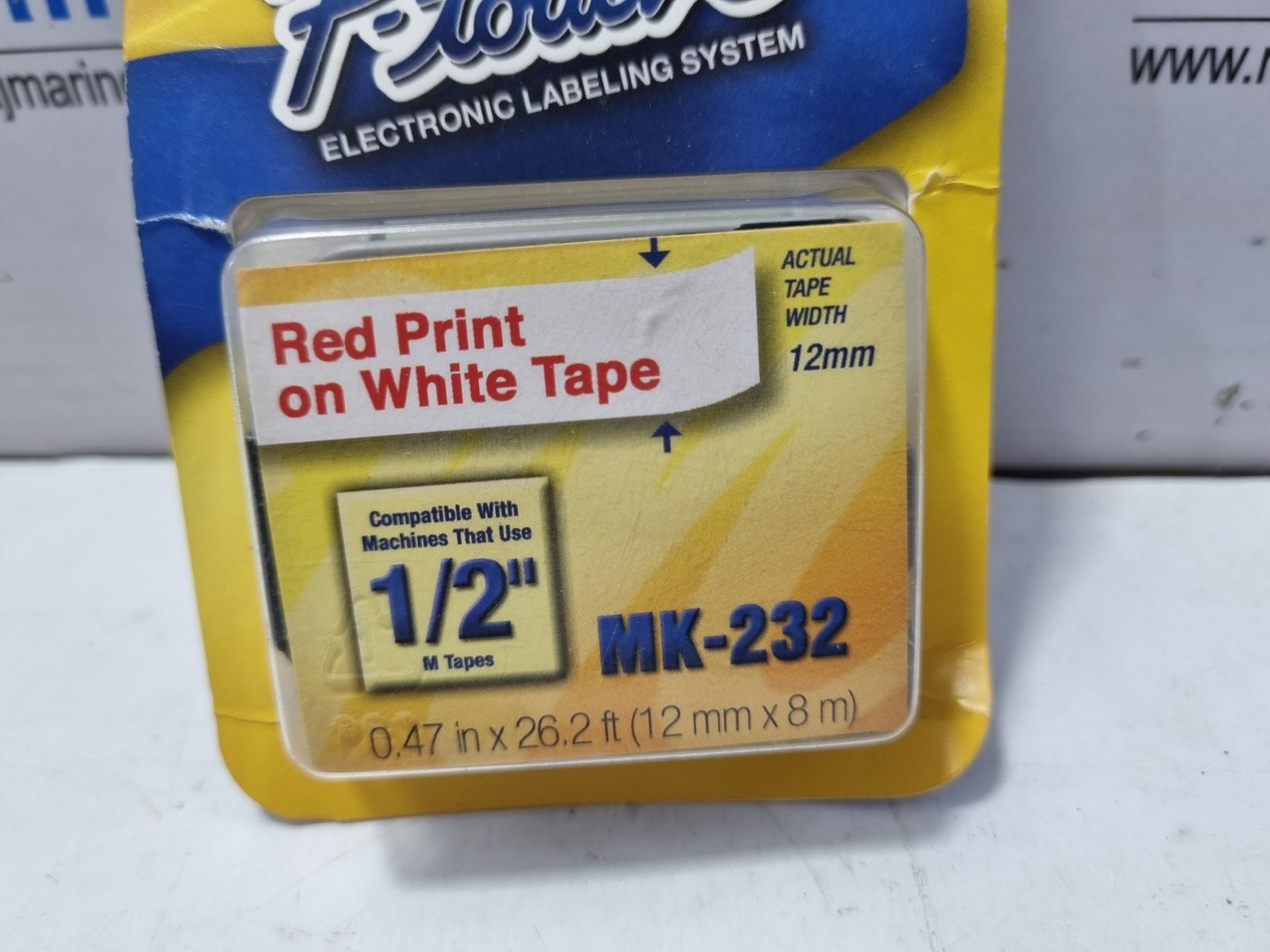 Brother MK-232 Red On White Print Tape 1/2″ 0.47 inx26.2ft (12mmx8m) LOT 3 PCS