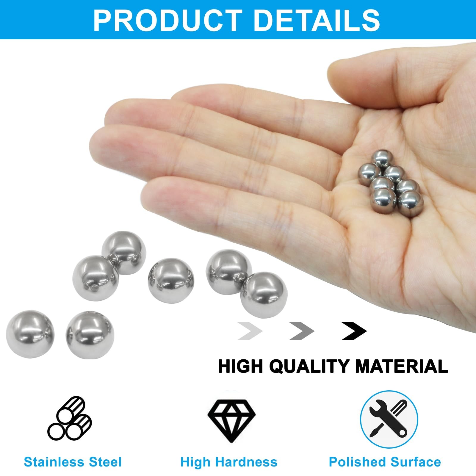 50 PCS 8mm 0.31 Inch 304 Stainless Steel Bearing Balls G200 Precision 28HRC