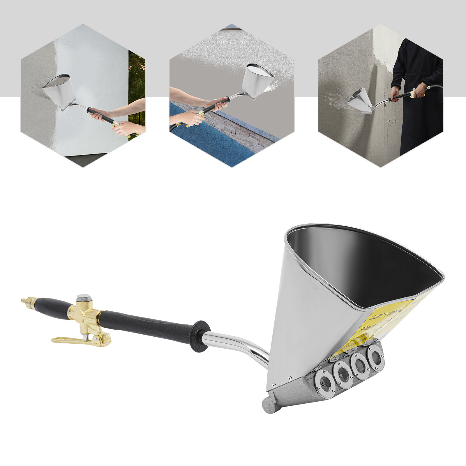 Cement Mortar Sprayer 4 Jets Stucco Sprayer Mortar Spray Gun Hopper Wall Paint
