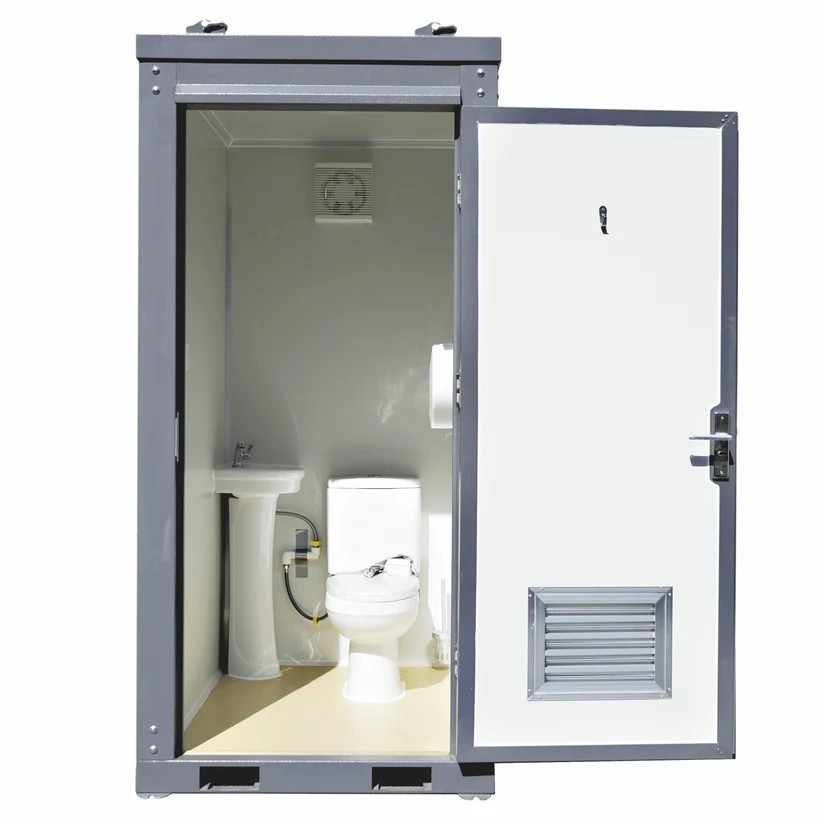 Bastone Portable Restroom w/ Sink, Flush Toilet & Vent Fan for Outdoor Use