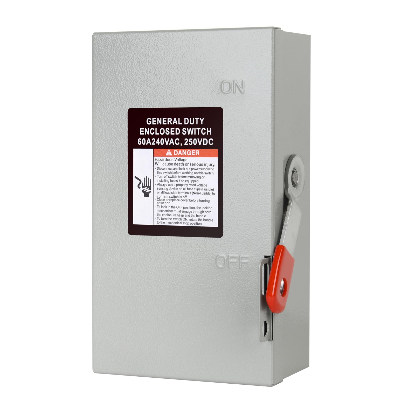 2P 60A 120/240V Single Phase 2 Wire Duty Safety Switch Outdoor Non-Fusible…
