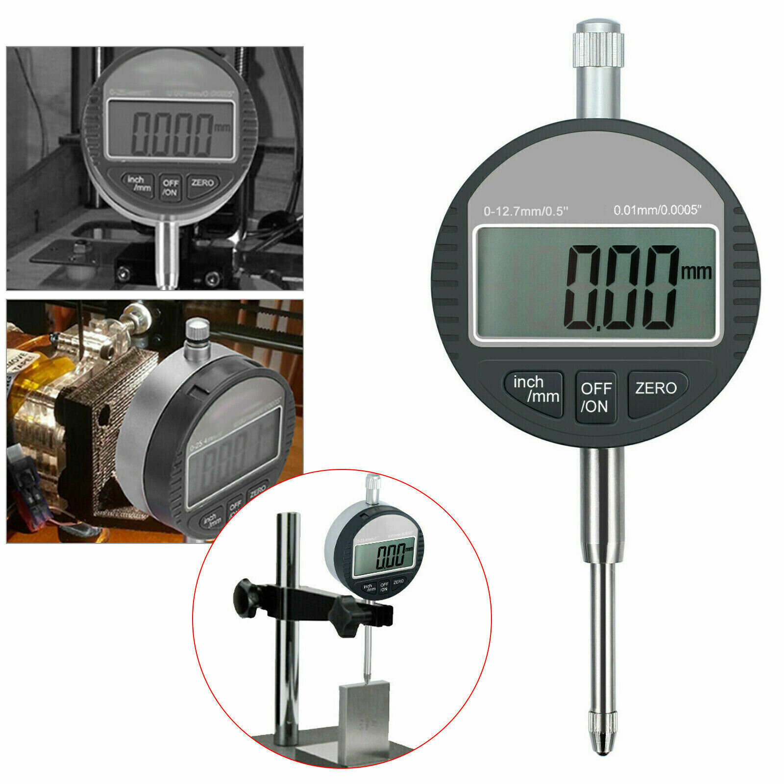 LCD Digital Dial Test Indicator DTI Gauge Range 0-12.7 mm Measuring Range Probe