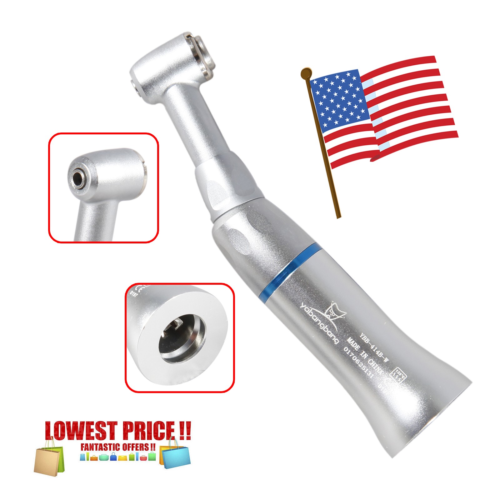 10pcs NSK Style Dental Low Slow Speed Handpiece Contra Angle Push Button E-Type