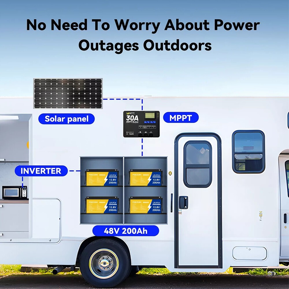 12v 200ah lifepo4 lithium solar battery deep cycle BMS For Off-grid RV Marine