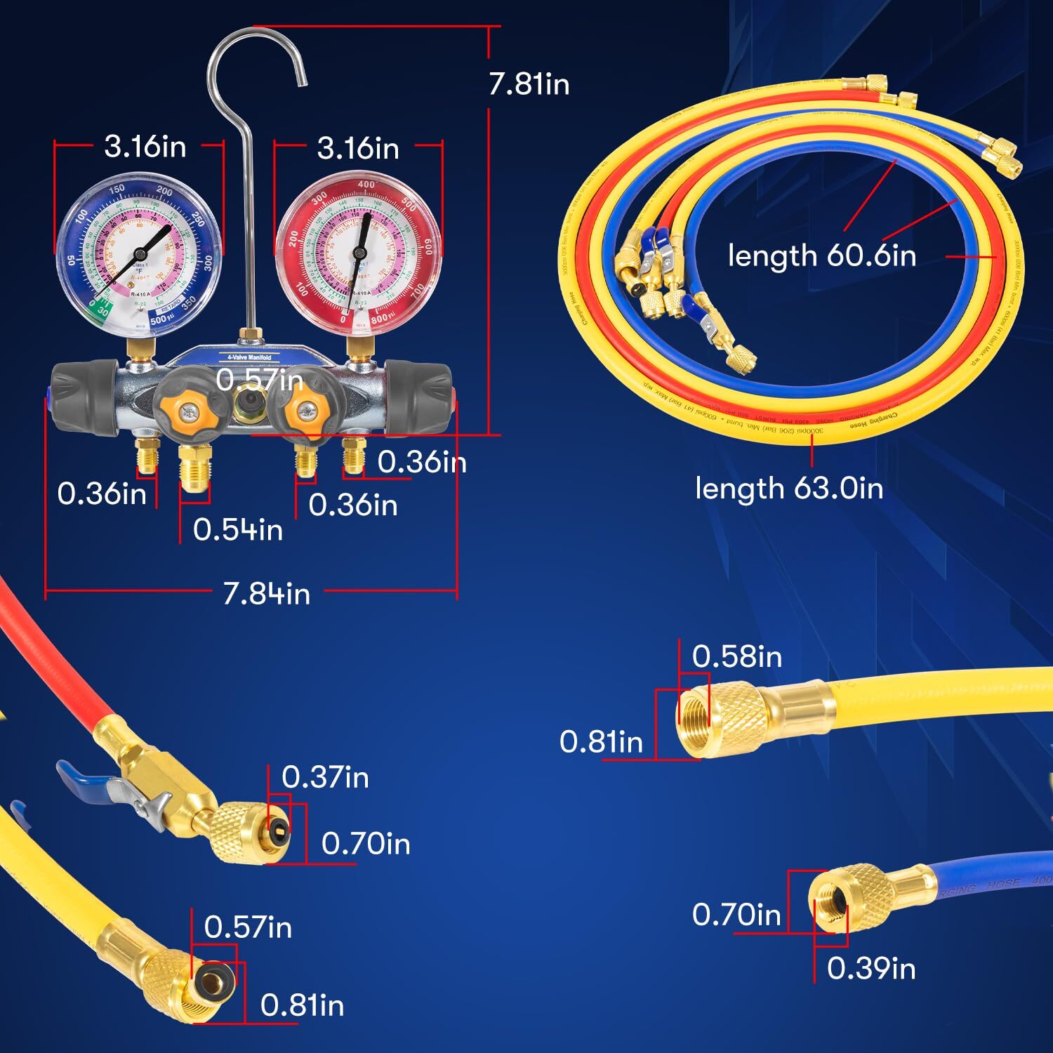 49968 Charging Manifold 4 Valve Test, Yellow Jacket 49968 Charging Manifold