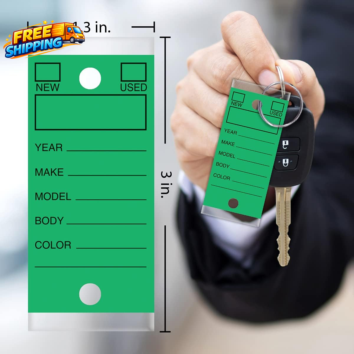 250 per Box Self-Protecting Paper Key Tags with Chrome-Plated Split Rings