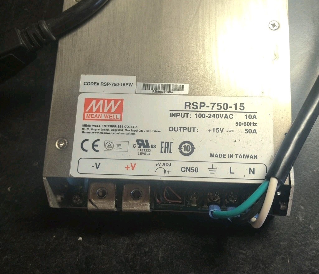 MEAN WELL POWER SUPPLY RSP-1500-15 w/16 Channel Laptop Smartphone Charging Dist.