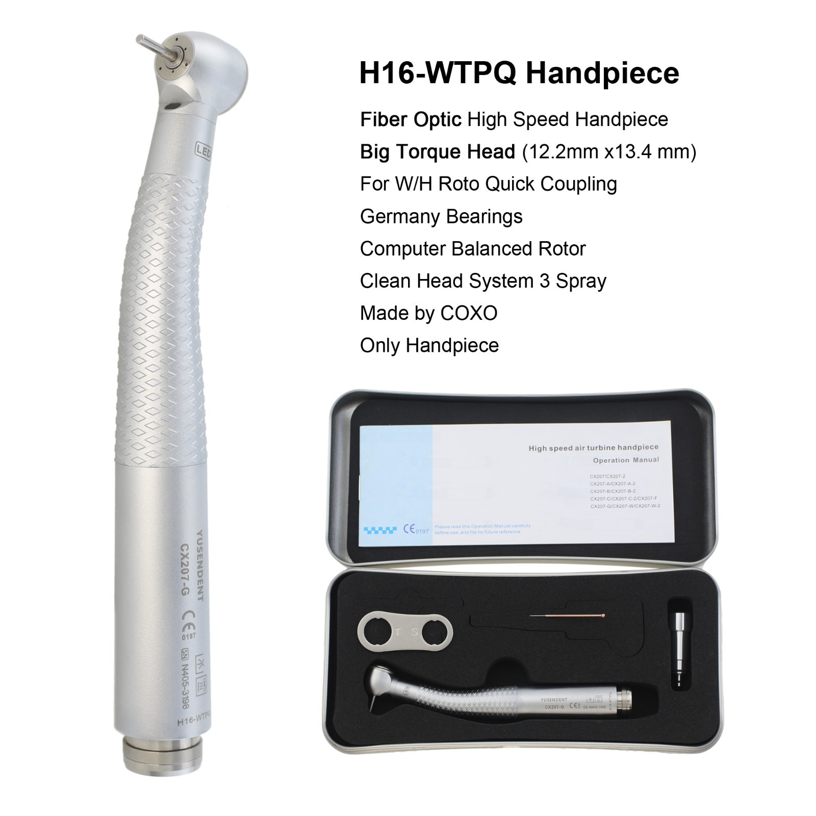 COXO Dental Fiber Optic Handpiece High Speed For KAVO NSK W/H Coupler 4 6 Hole