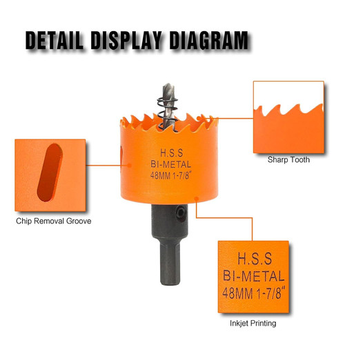 1-7/8 Inch Hole Saw with Arbor for Wood Metal Plastic, 1.875 in, Orange