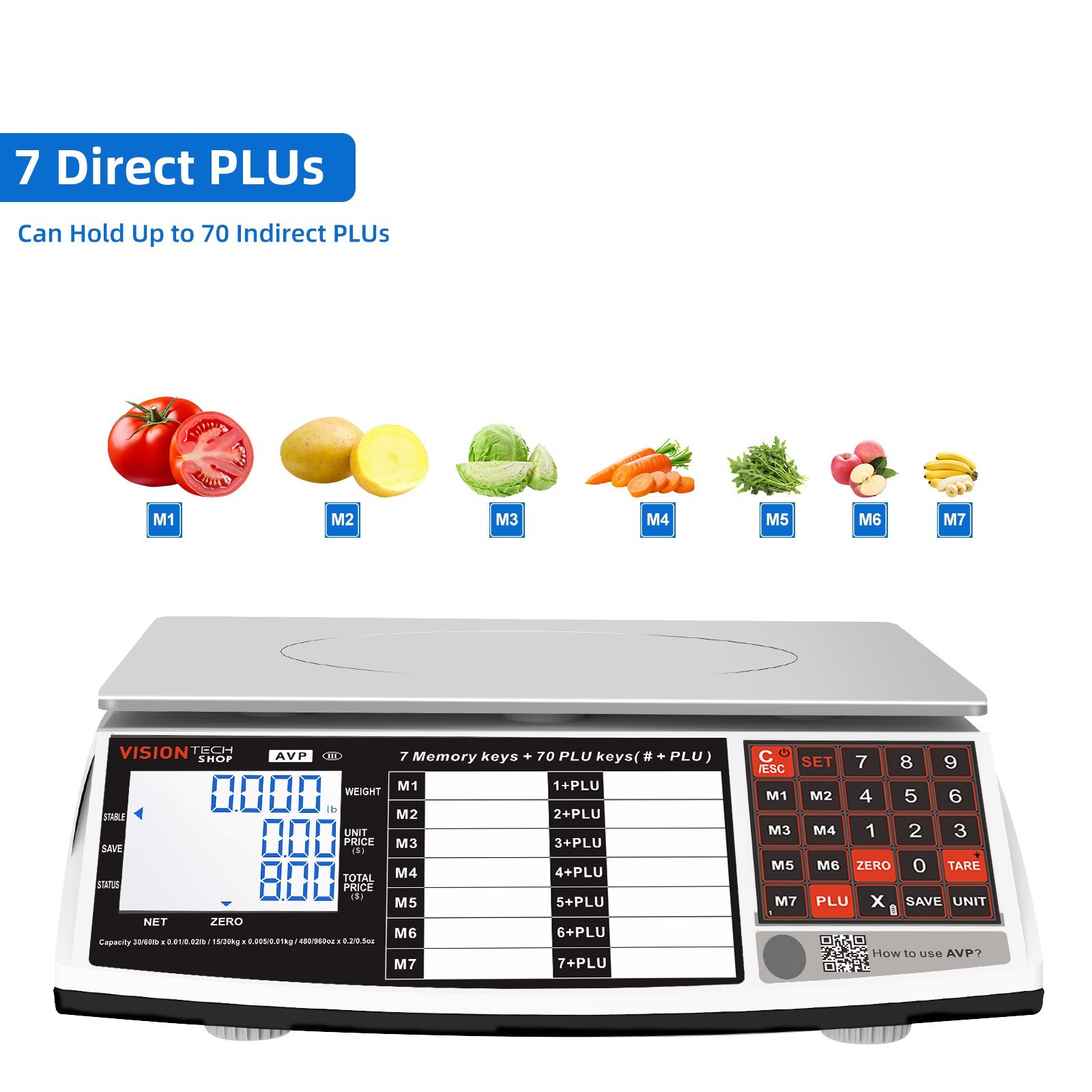 VisionTechShop AVP Price Computing Scale, 30/60lb x 0.01/.02lb, Legal for Trade