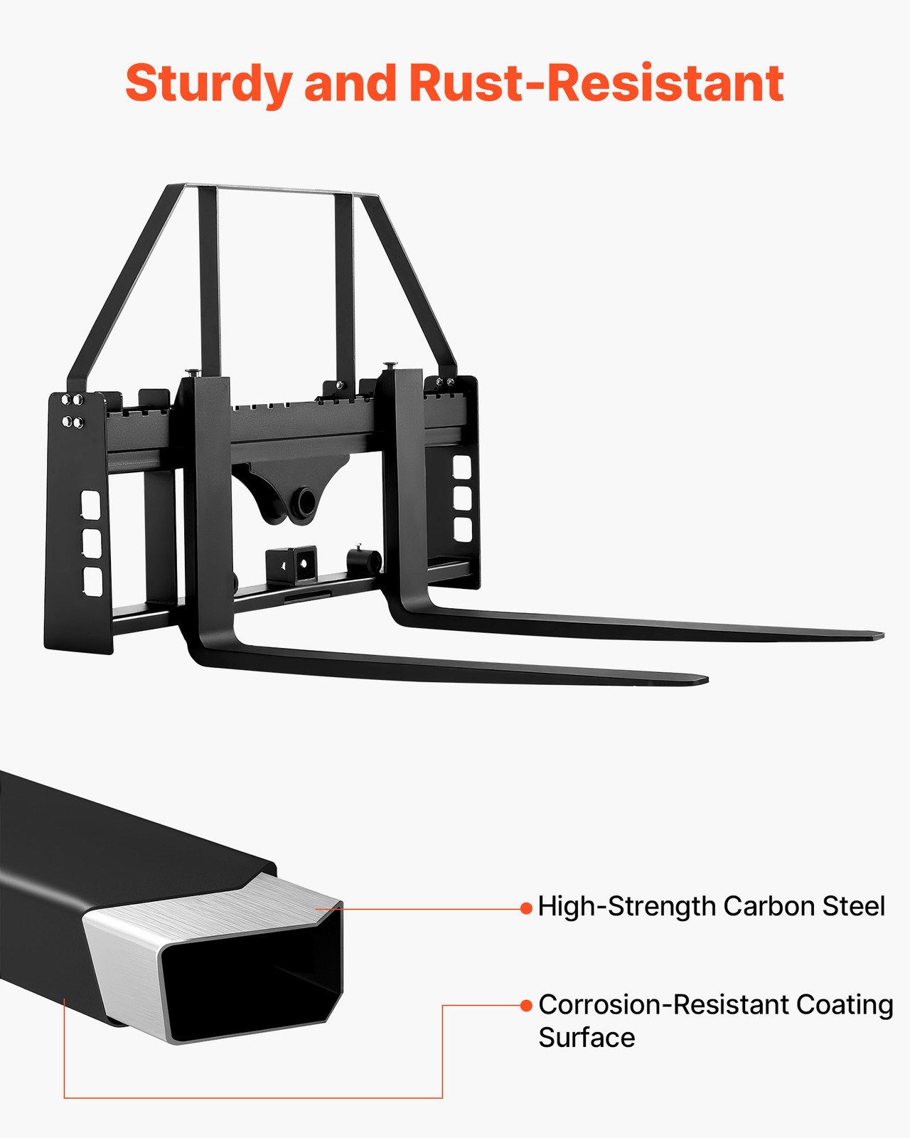 Uimoso Pallet Fork Frame Attachment with 48-inch Skid Steer Forks, 4000 lbs