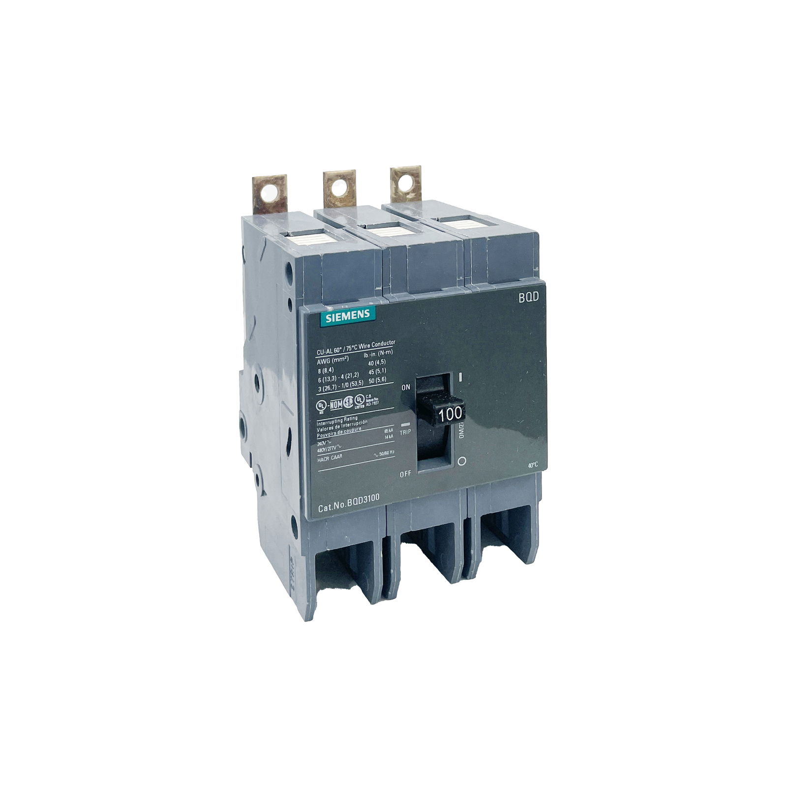 NIB – Siemens – BQD3100 – Molded Case Circuit Breaker – 100A, 3-Phases, 480V