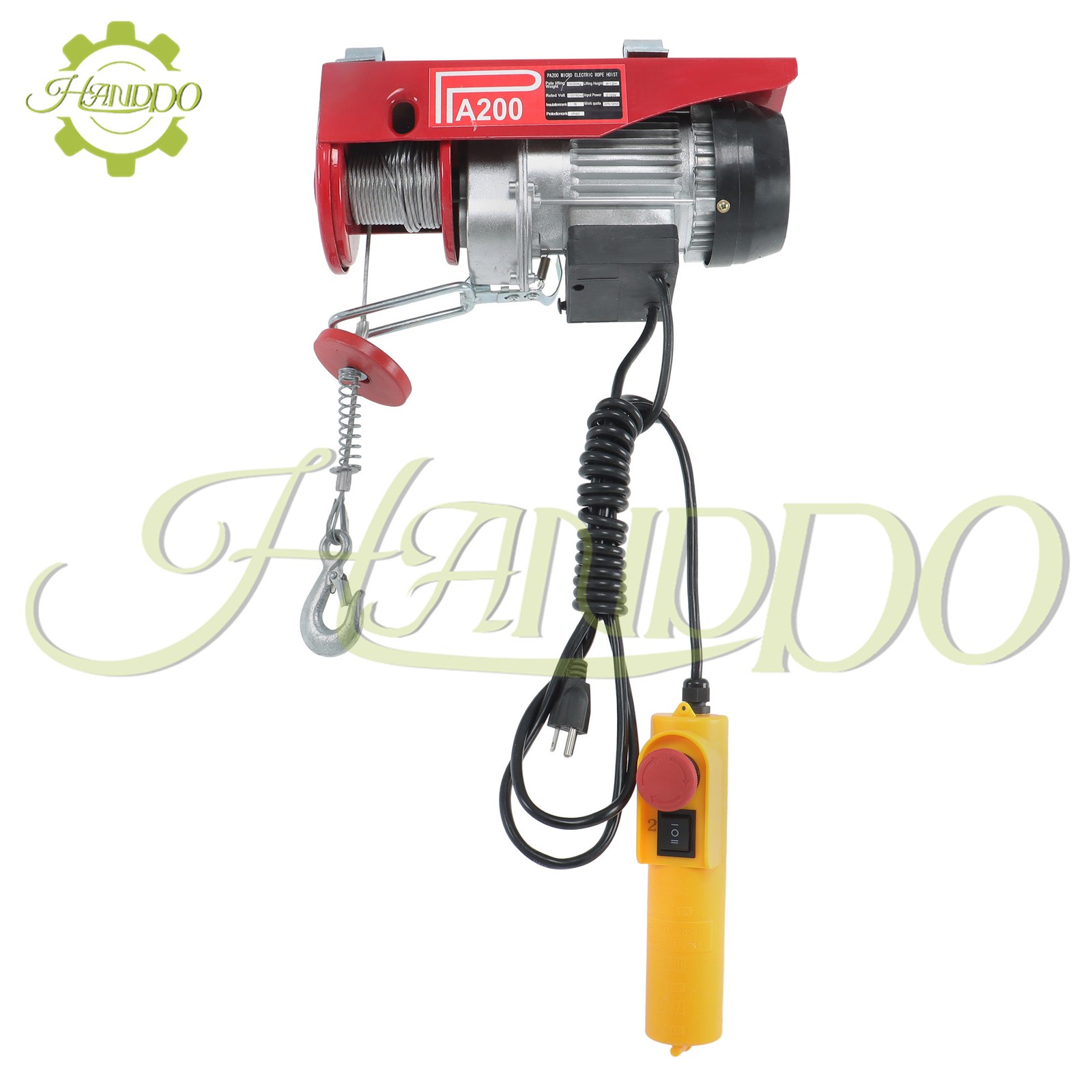 PA200 440lbs / 200kg 110V Mini Electric Hoist 6.6 ft Wired Remote Control
