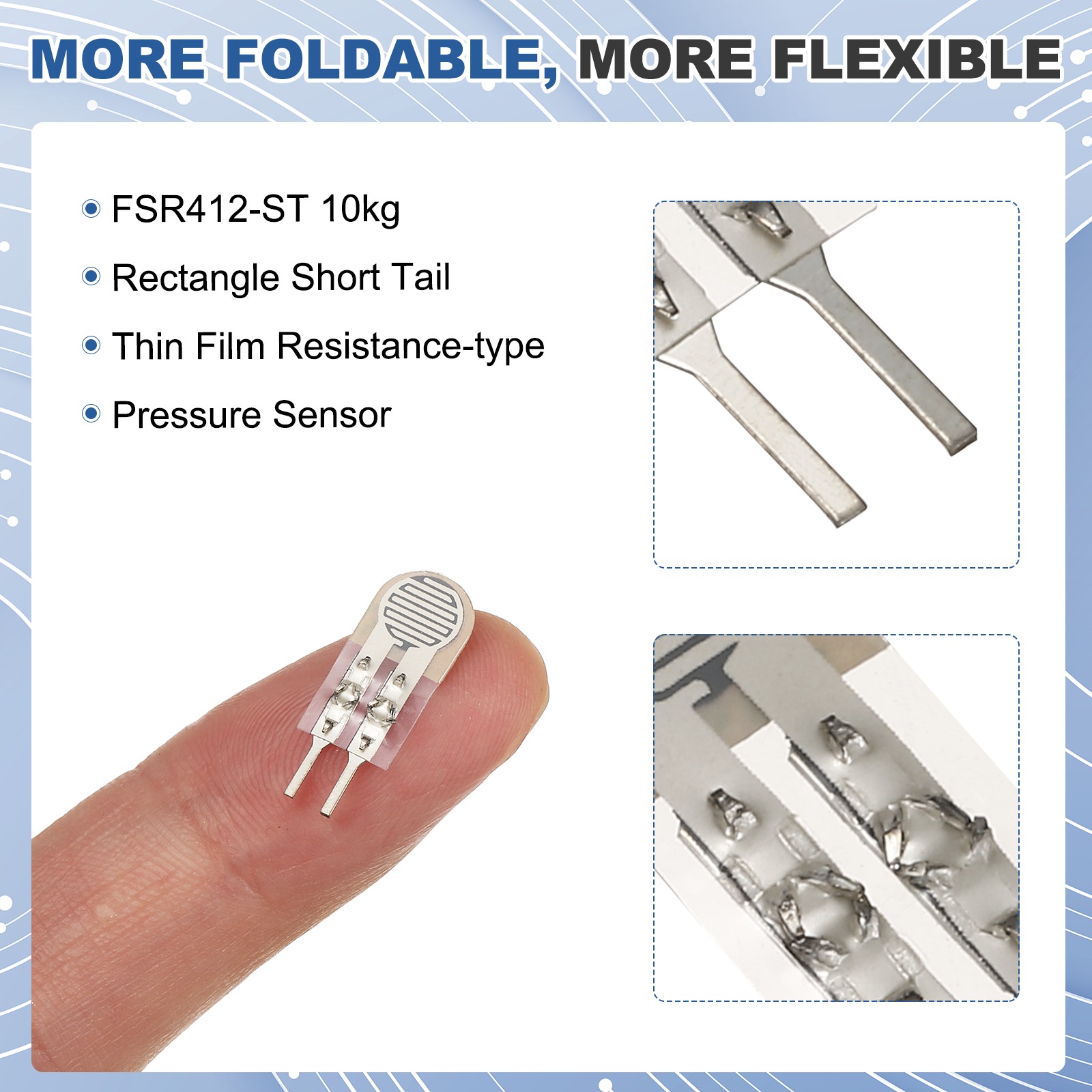 2 Pcs FSR412-ST Thin Film Pressure Sensor, 70-10kg, Dia. 4.5mm / 0.18in